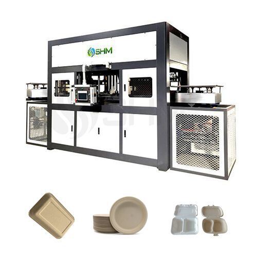 High Efficiency Automatic Biodegradable Food Packaging Production Line Molded Pulp Tableware Machine Pulp Thermoforming Machine Without Trimming